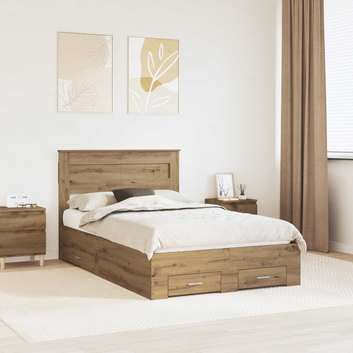 vidaXL Bedframe met lade Wit en Zilver 75 x 190 cm Bewerkt hout