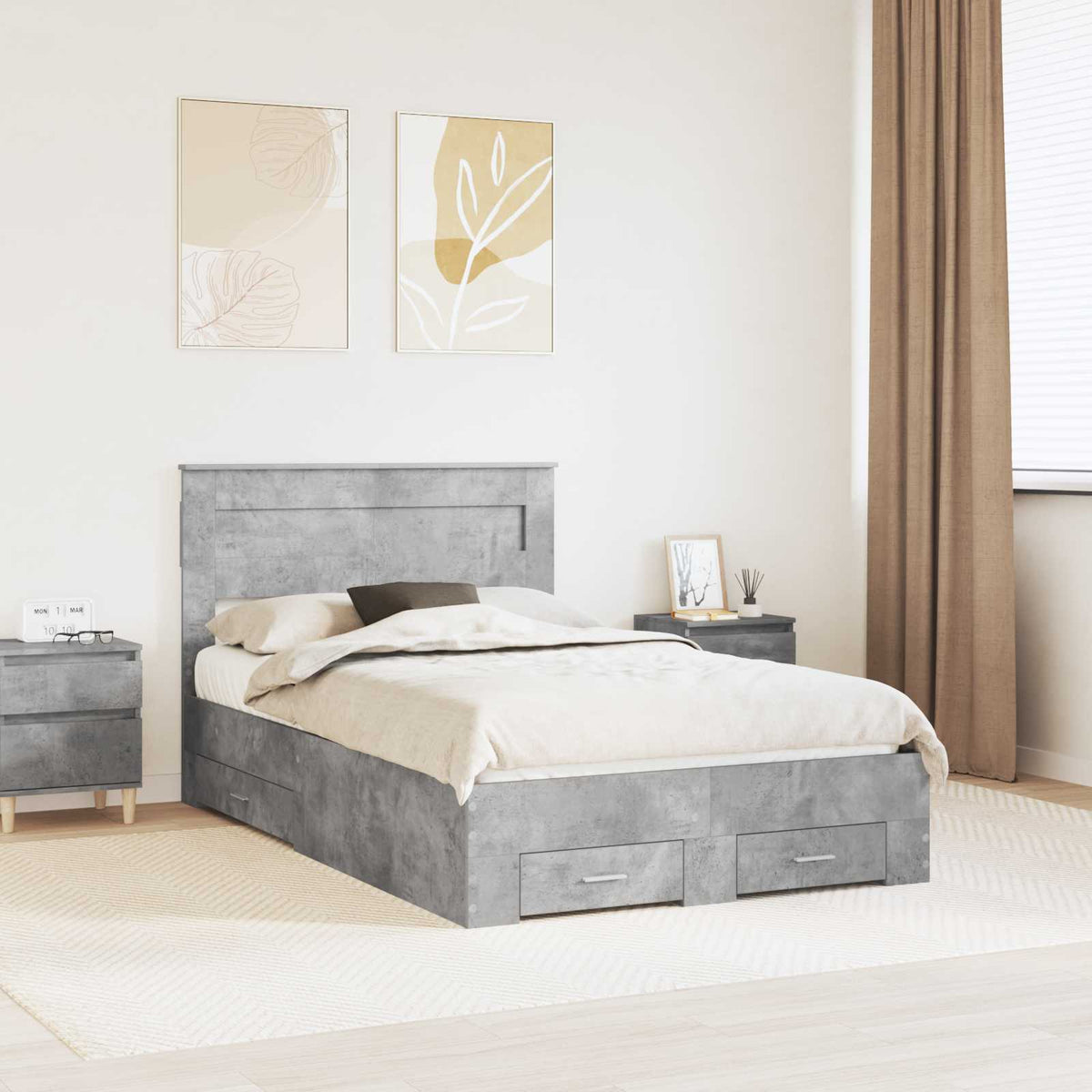 vidaXL Bedframe met lade Wit en Zilver 75 x 190 cm Bewerkt hout
