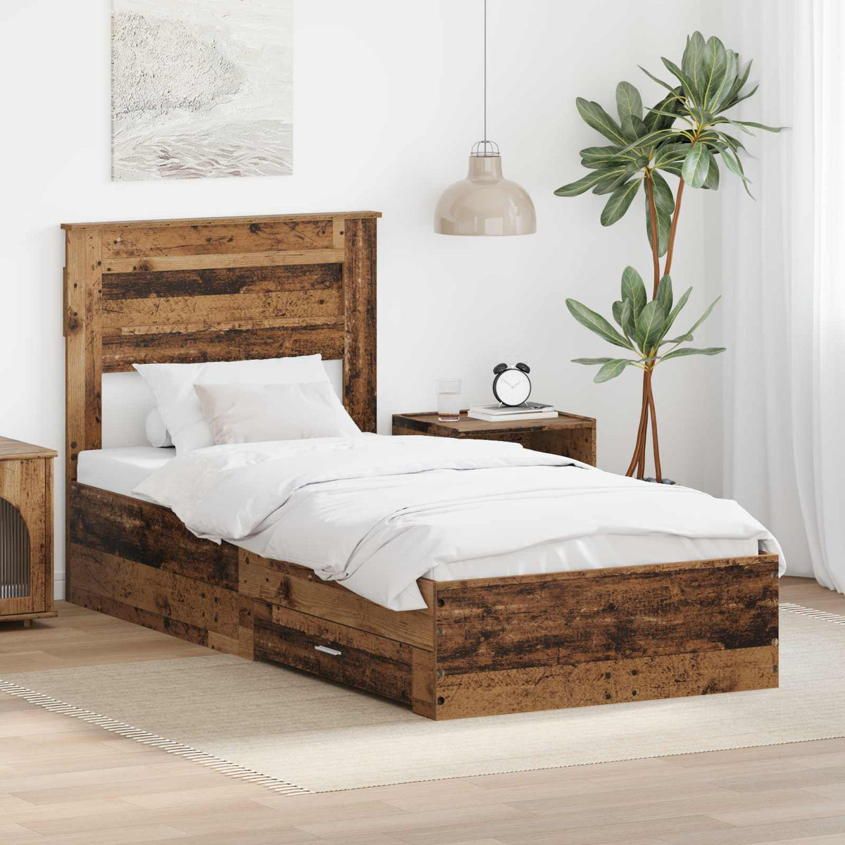 vidaXL Bedframe met lade Wit en Zilver 75 x 190 cm Bewerkt hout