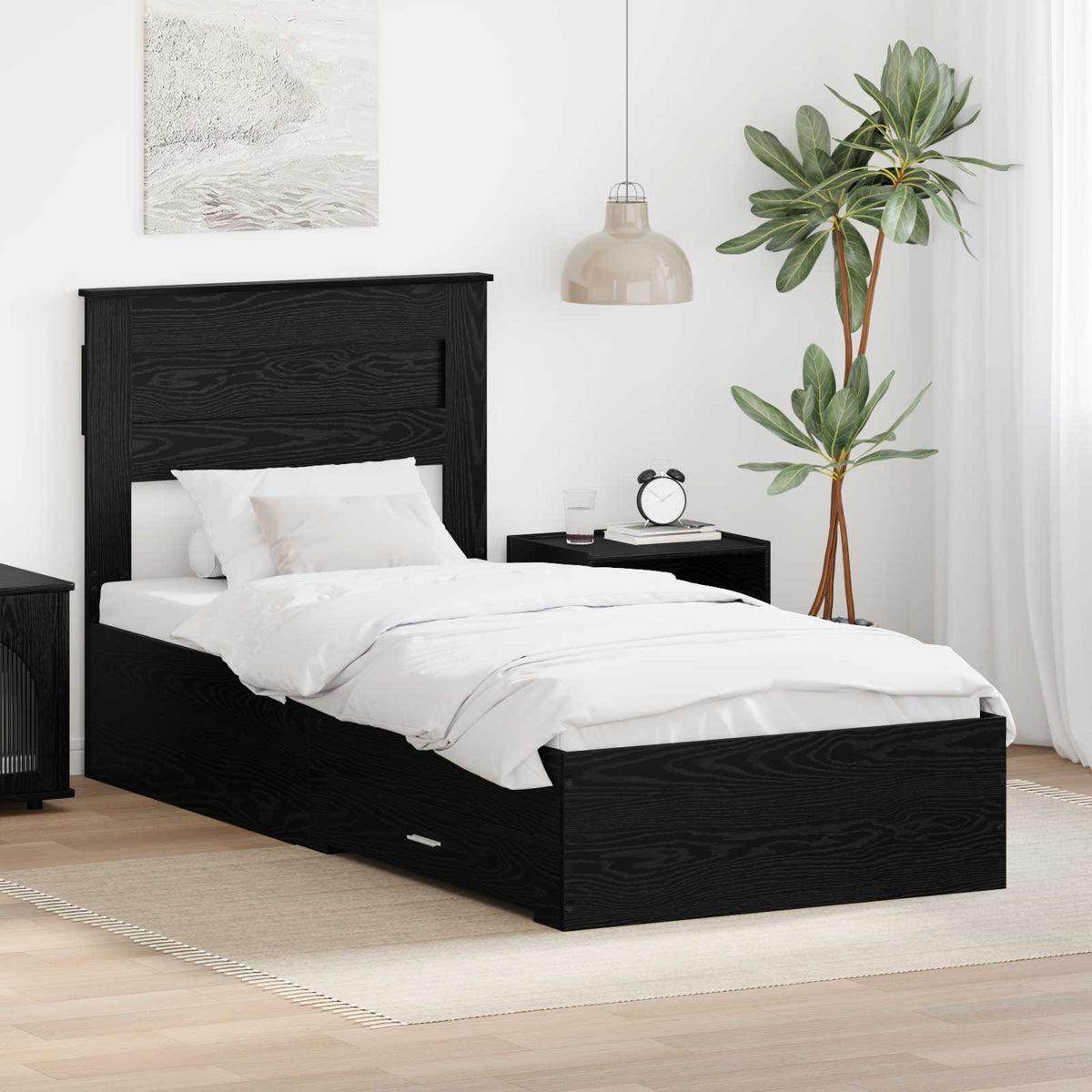 vidaXL Bedframe met lade Wit en Zilver 75 x 190 cm Bewerkt hout