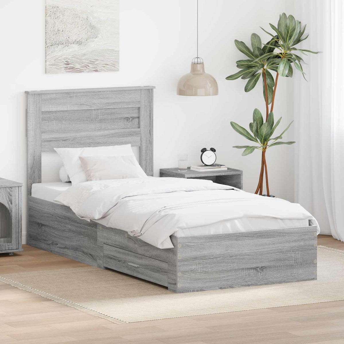 vidaXL Bedframe met lade Wit en Zilver 75 x 190 cm Bewerkt hout