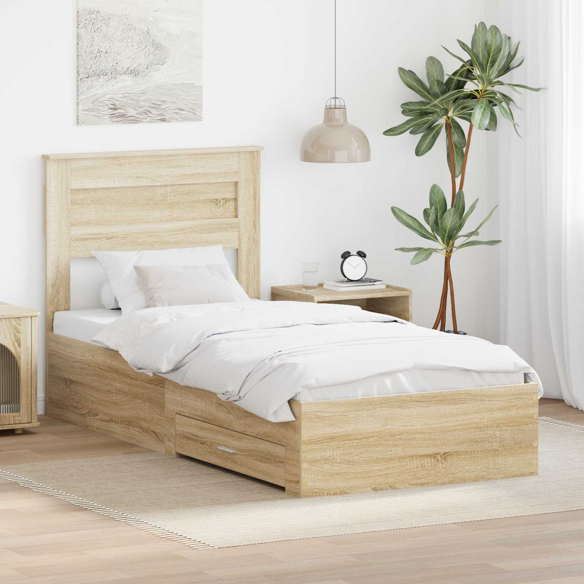 vidaXL Bedframe met lade Wit en Zilver 75 x 190 cm Bewerkt hout