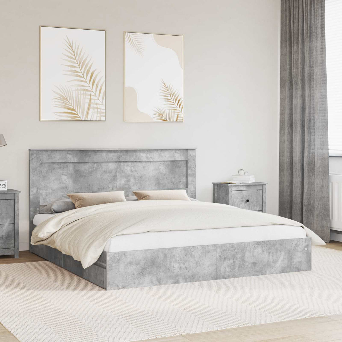 vidaXL Bedframe met lade met hoofdeinde Wit 200 x 200 cm Bewerkt hout
