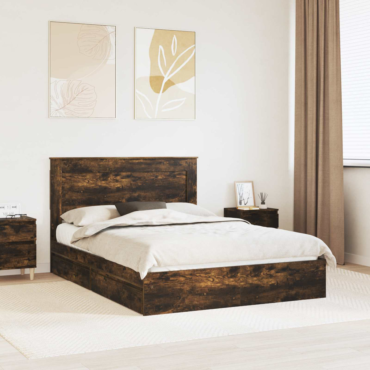 vidaXL Bedframe met lade met hoofdeinde Wit 200 x 200 cm Bewerkt hout