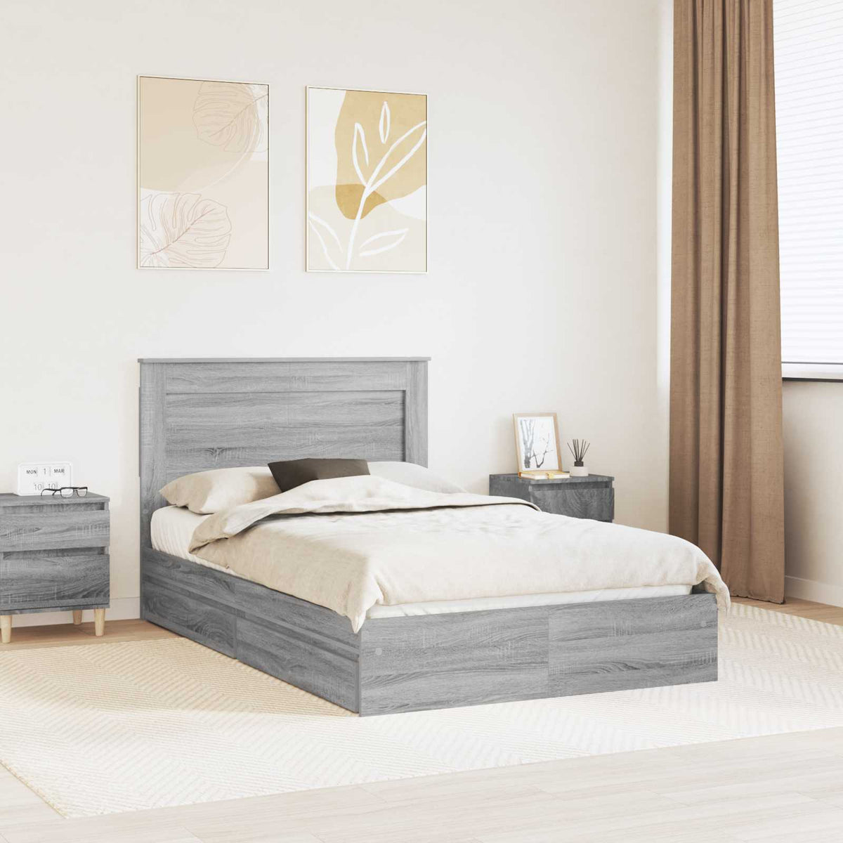 vidaXL Bedframe met lade met hoofdeinde Wit 200 x 200 cm Bewerkt hout