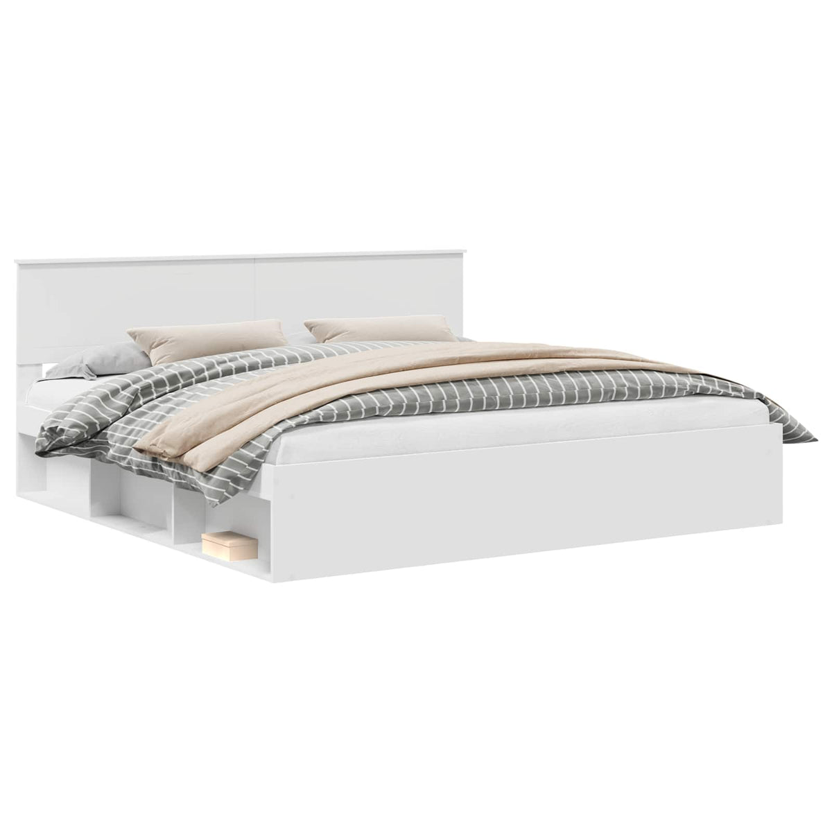 vidaXL Bedframe met hoofdeinde Wit 200 x 200 cm Massief grenenhout