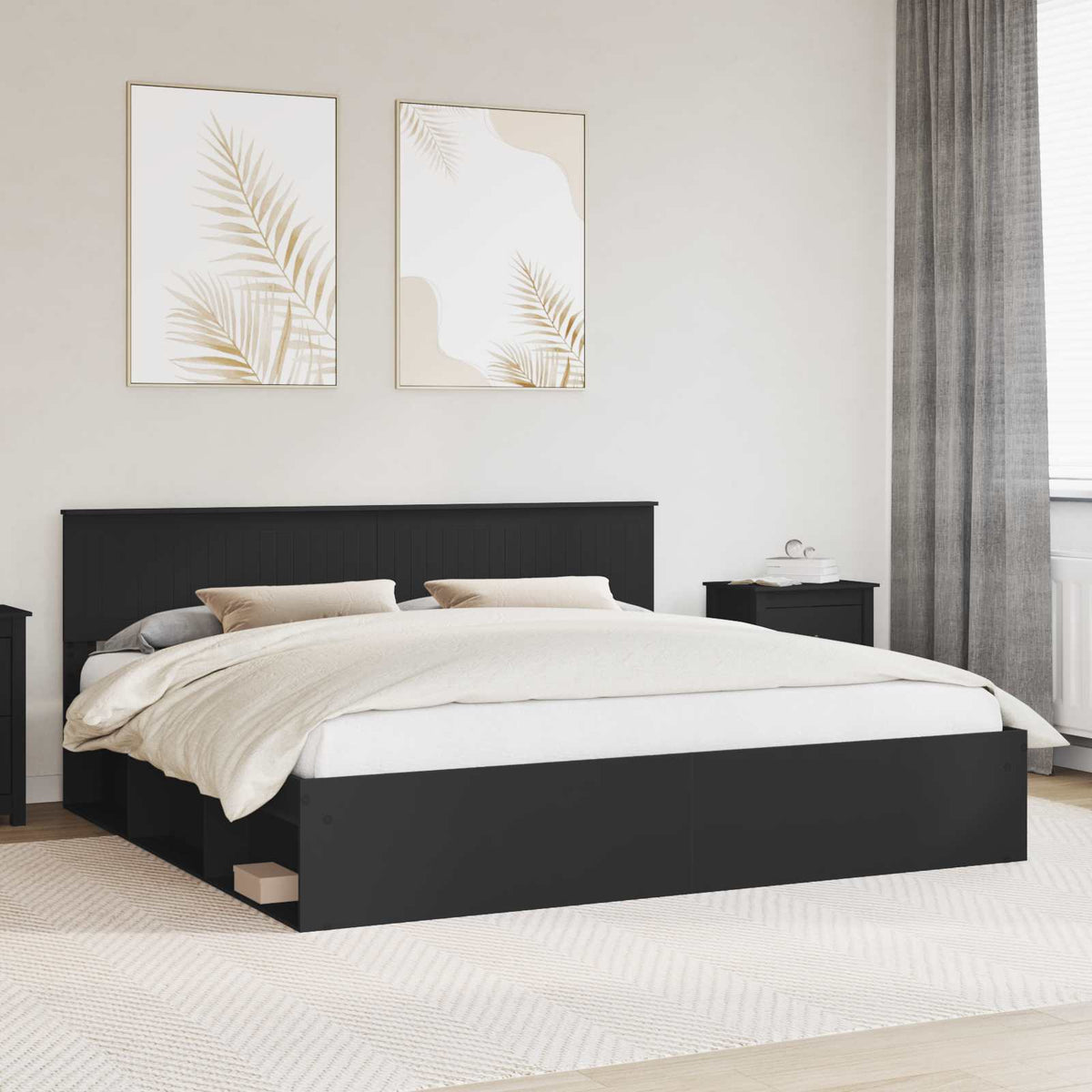 vidaXL Bedframe met hoofdeinde Wit 200 x 200 cm Massief grenenhout