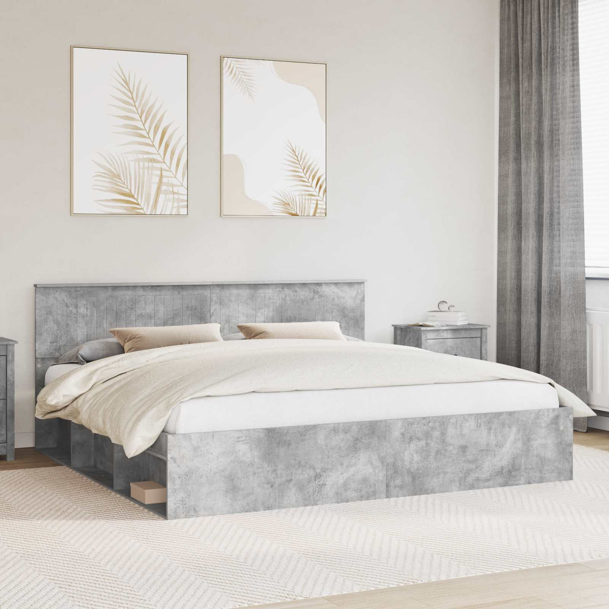 vidaXL Bedframe met hoofdeinde Wit 200 x 200 cm Massief grenenhout