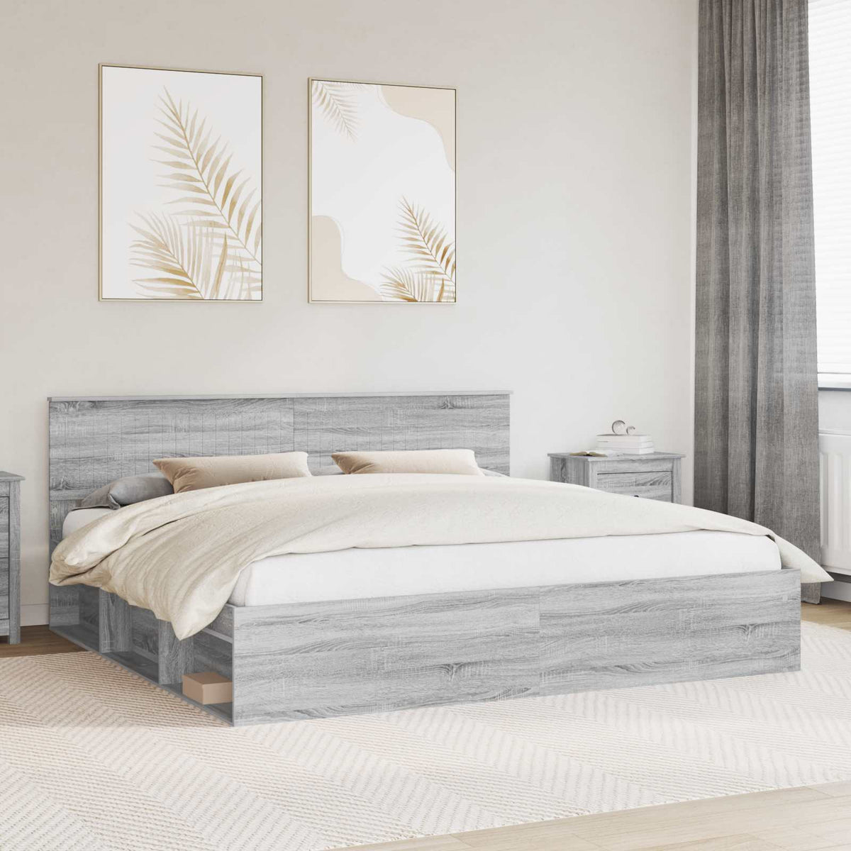 vidaXL Bedframe met hoofdeinde Wit 200 x 200 cm Massief grenenhout