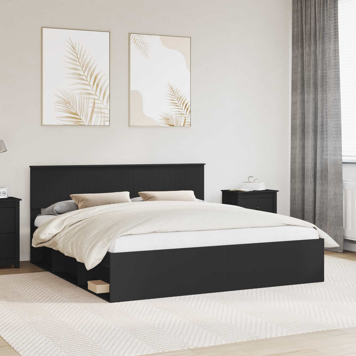vidaXL Bedframe met hoofdeinde Wit 200 x 200 cm Massief grenenhout