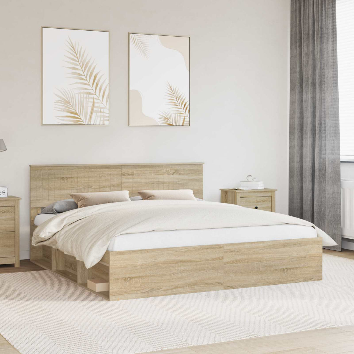 vidaXL Bedframe met hoofdeinde Wit 200 x 200 cm Massief grenenhout