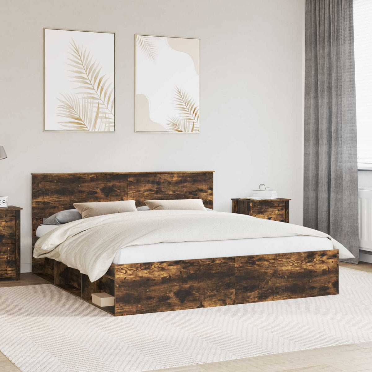 vidaXL Bedframe met hoofdeinde Wit 200 x 200 cm Massief grenenhout