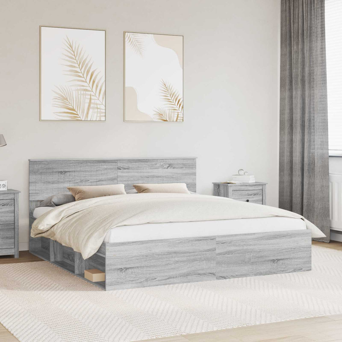 vidaXL Bedframe met hoofdeinde Wit 200 x 200 cm Massief grenenhout
