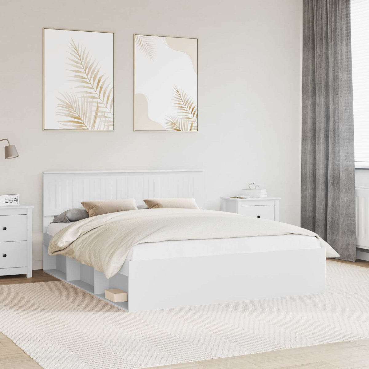 vidaXL Bedframe met hoofdeinde Wit 200 x 200 cm Massief grenenhout