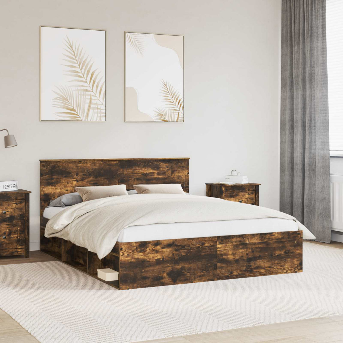 vidaXL Bedframe met hoofdeinde Wit 200 x 200 cm Massief grenenhout