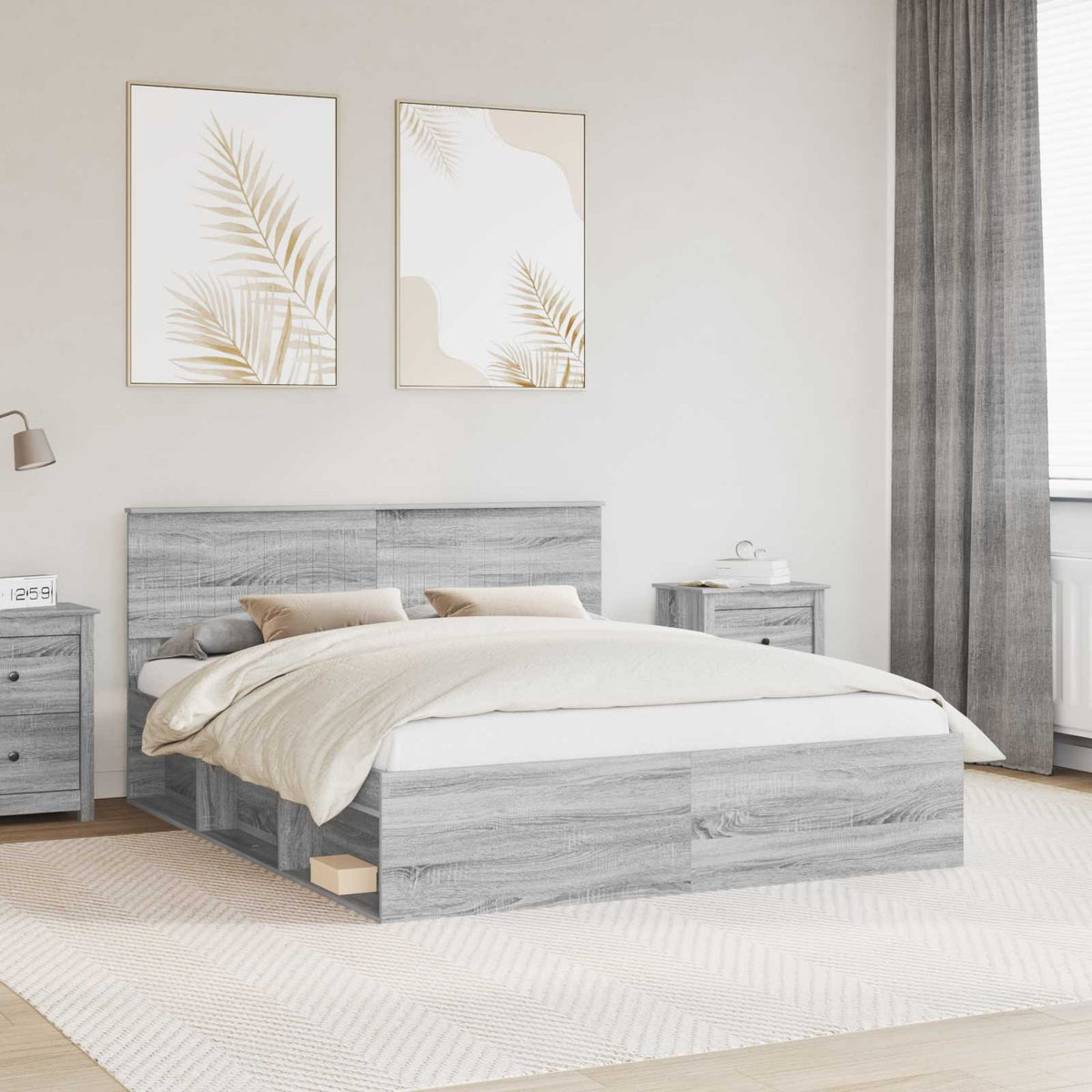 vidaXL Bedframe met hoofdeinde Wit 200 x 200 cm Massief grenenhout
