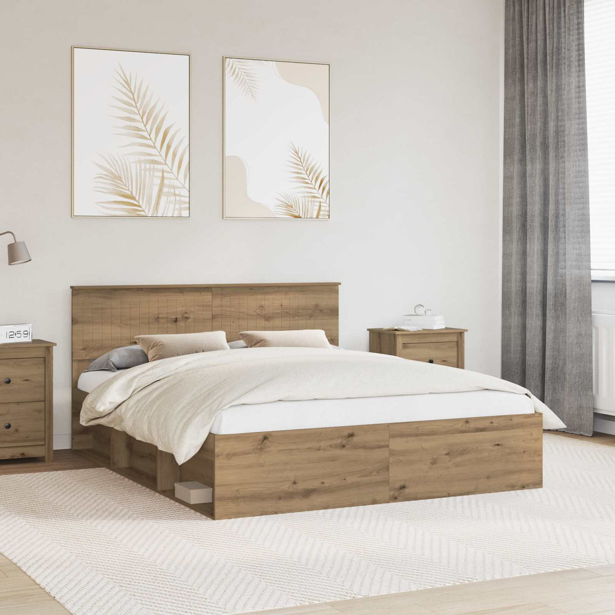 vidaXL Bedframe met hoofdeinde Wit 200 x 200 cm Massief grenenhout
