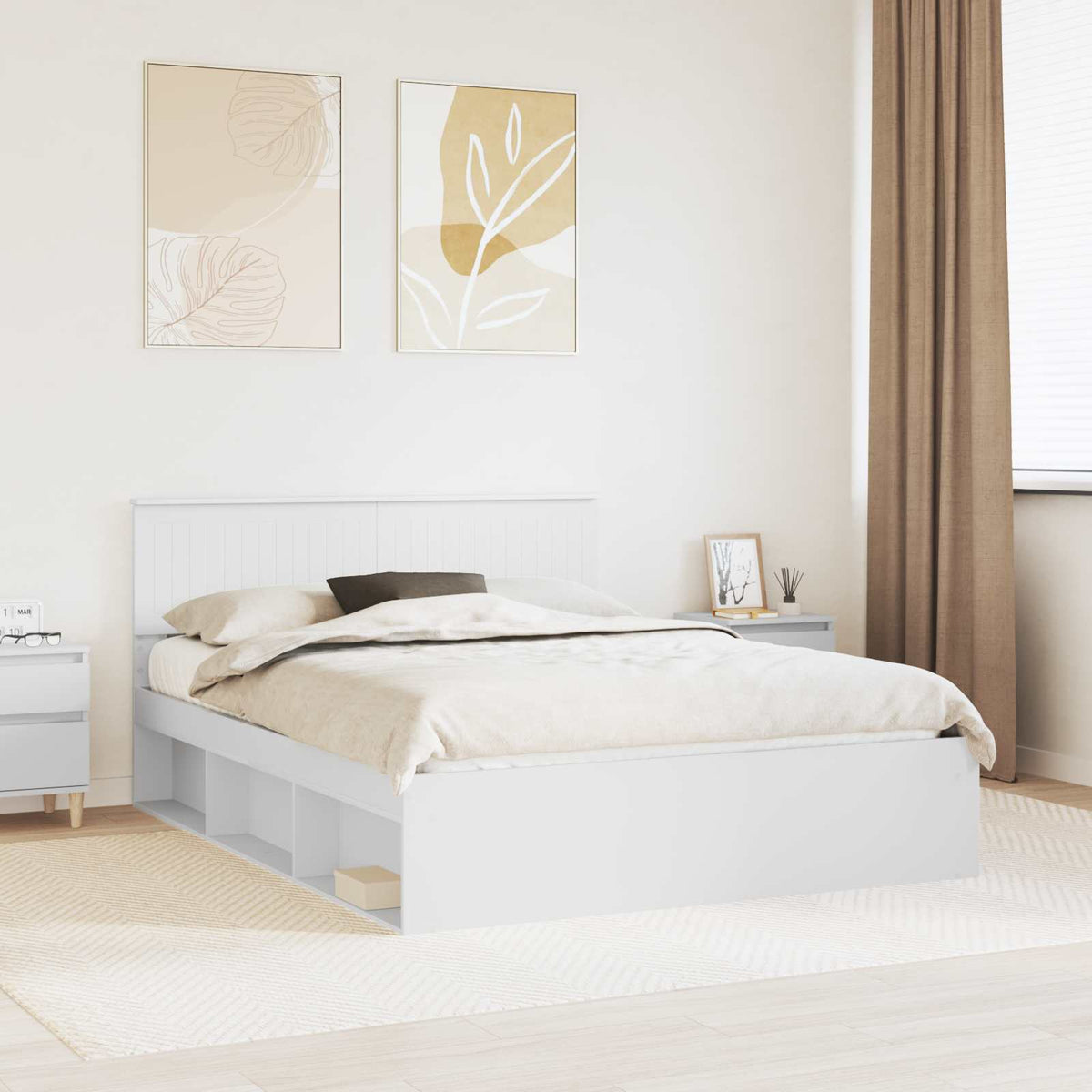 vidaXL Bedframe met hoofdeinde Wit 200 x 200 cm Massief grenenhout