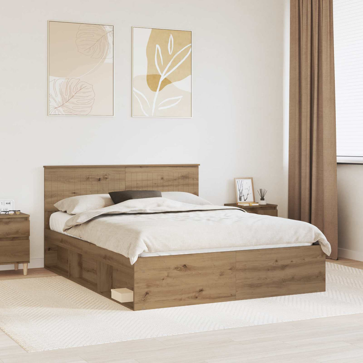 vidaXL Bedframe met hoofdeinde Wit 200 x 200 cm Massief grenenhout