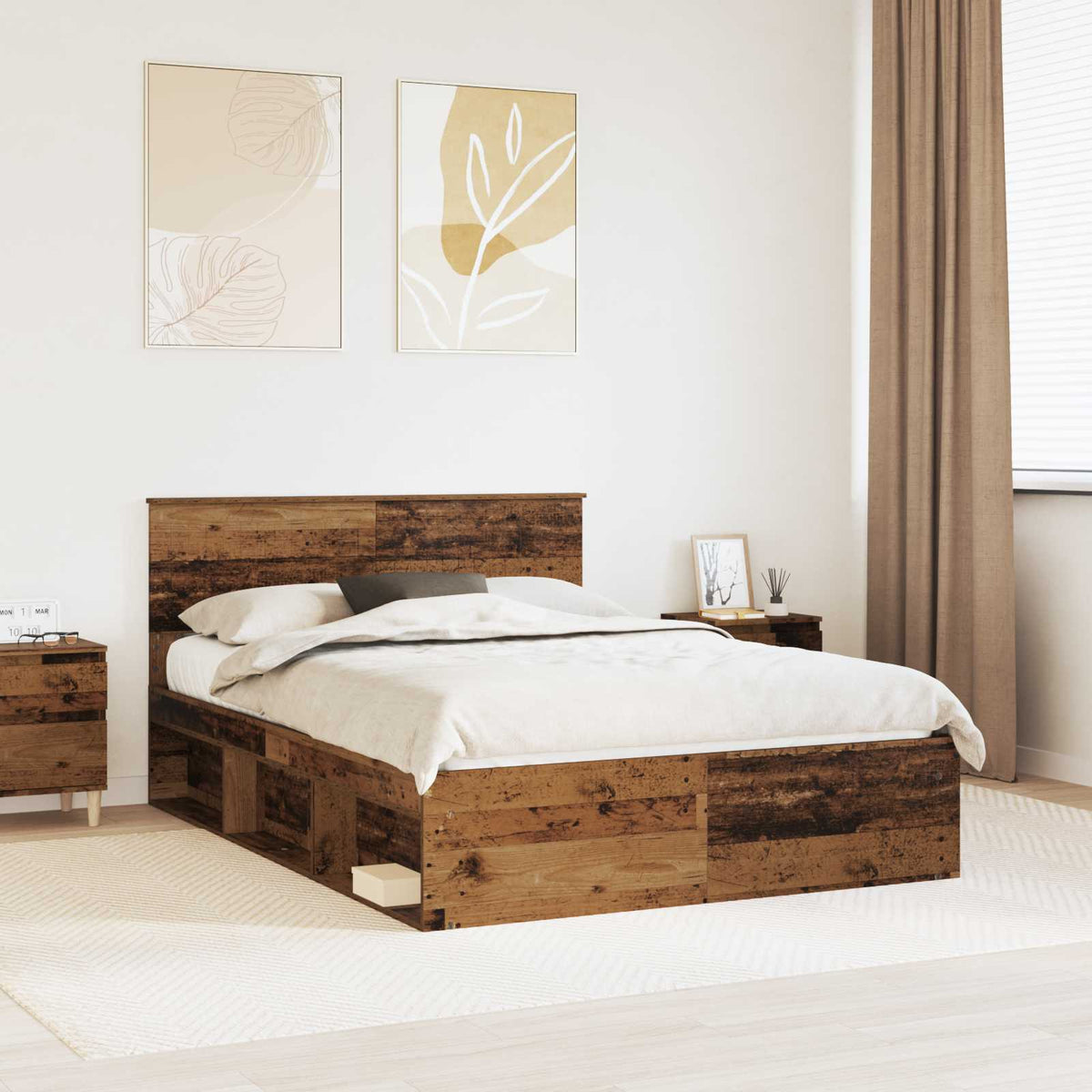 vidaXL Bedframe met hoofdeinde Wit 200 x 200 cm Massief grenenhout