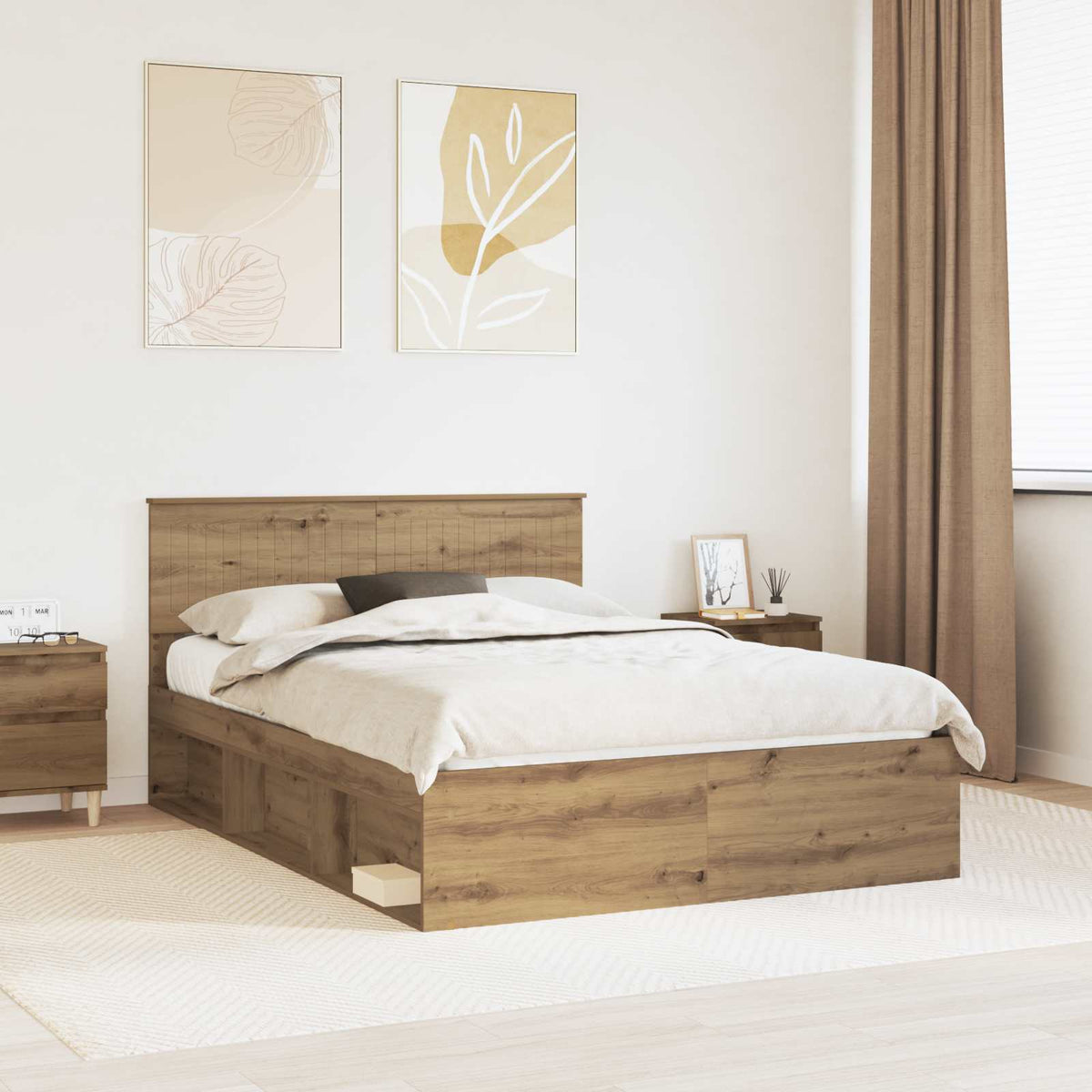 vidaXL Bedframe met hoofdeinde Wit 200 x 200 cm Massief grenenhout