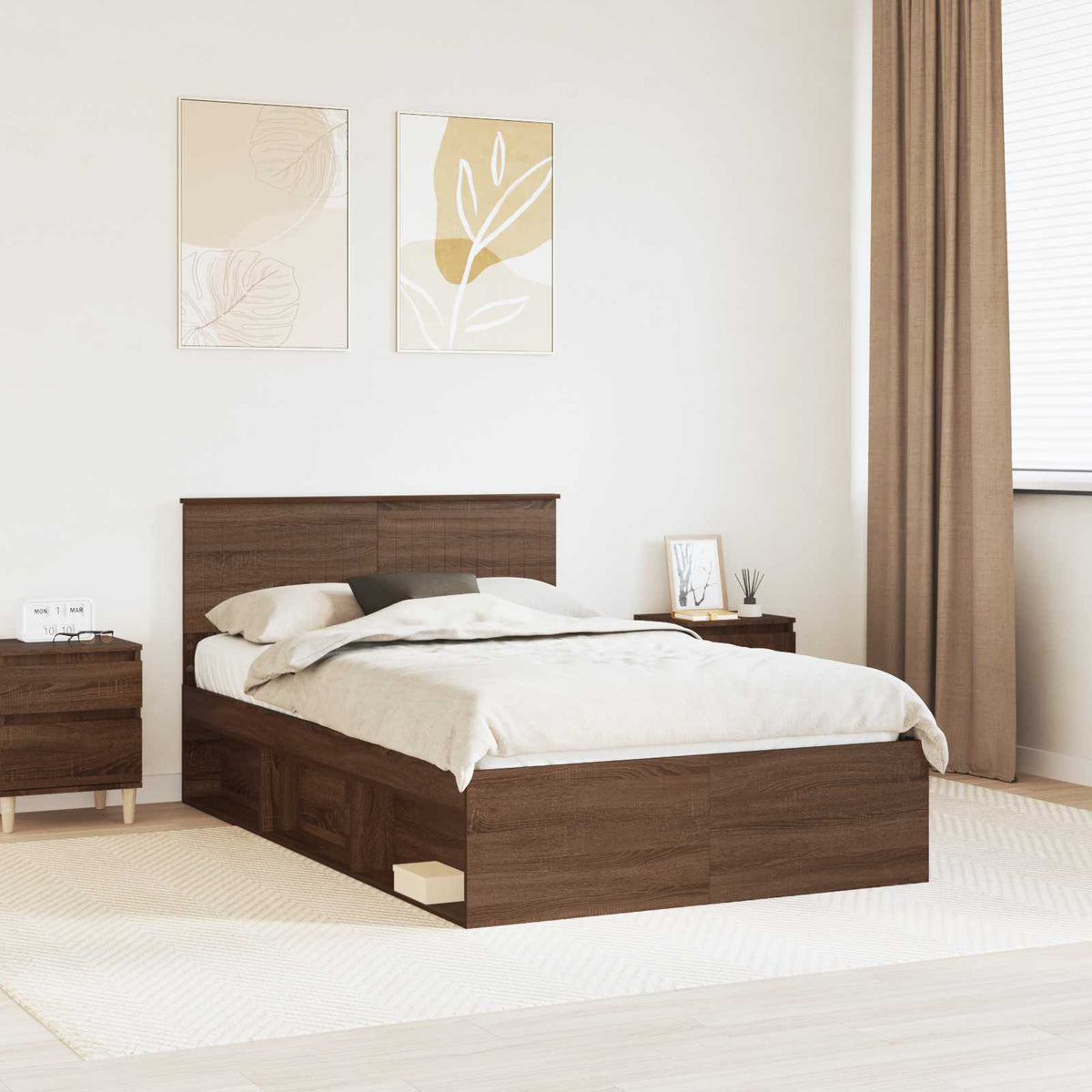 vidaXL Bedframe met hoofdeinde Wit 200 x 200 cm Massief grenenhout