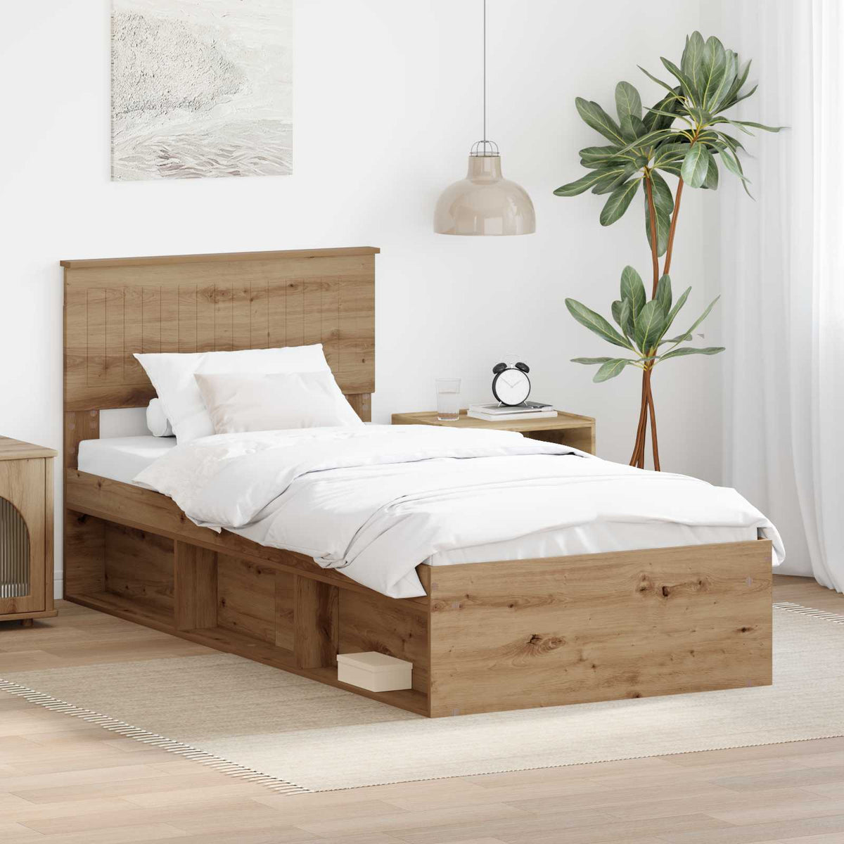vidaXL Bedframe met hoofdeinde Wit 200 x 200 cm Massief grenenhout