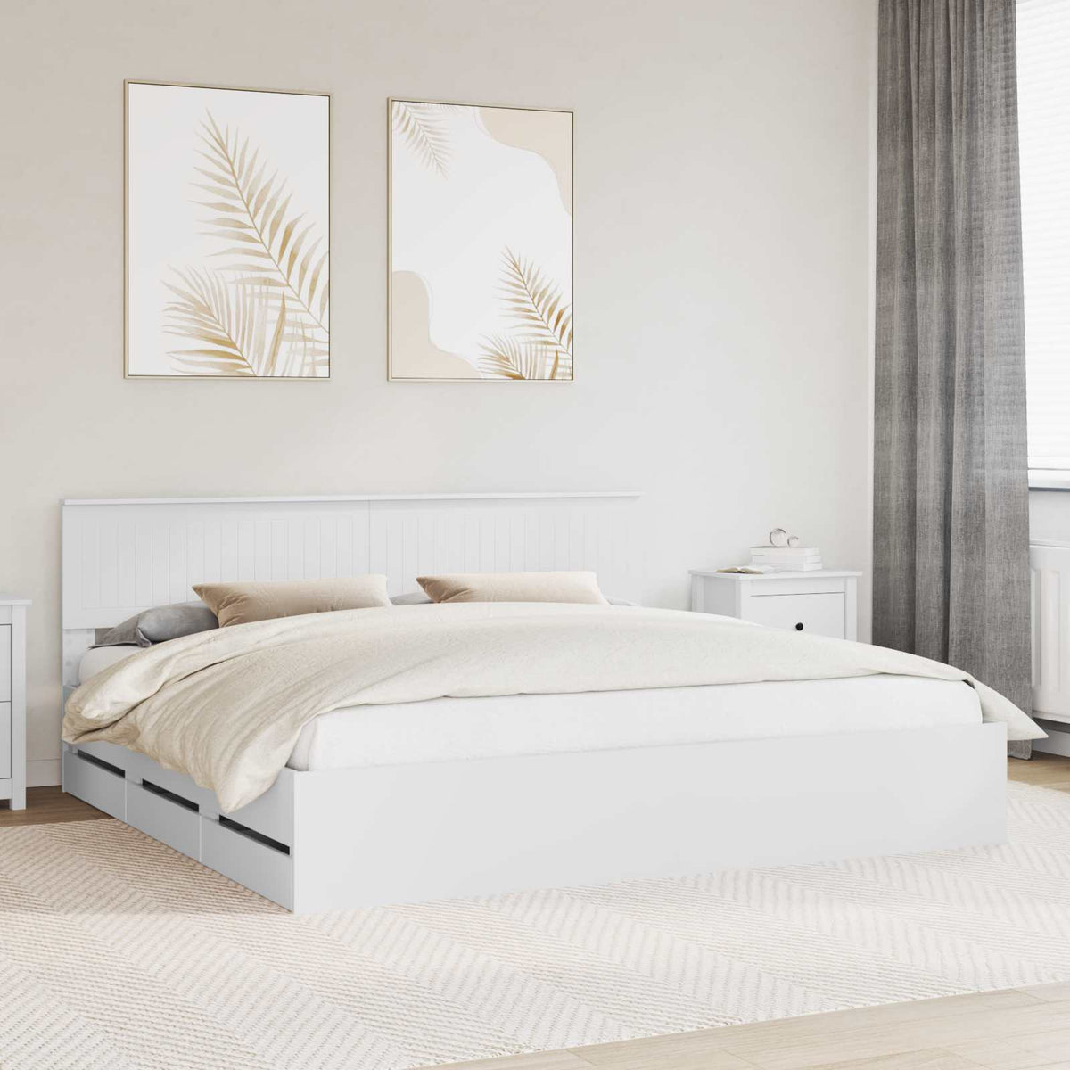 vidaXL Bedframe met lade met opslag Wit 200 x 200 cm Ingenieurshout
