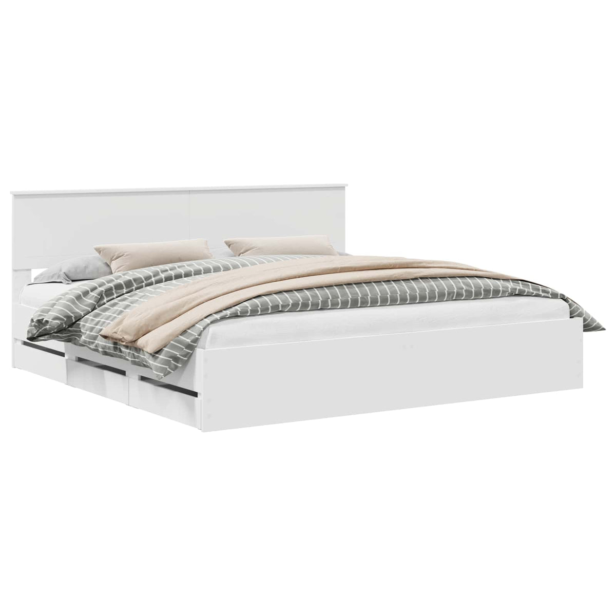 vidaXL Bedframe met lade met opslag Wit 200 x 200 cm Ingenieurshout