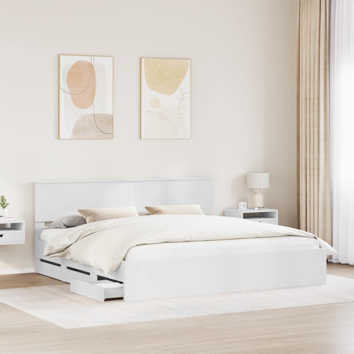 vidaXL Bedframe met lade met opslag Wit 200 x 200 cm Ingenieurshout