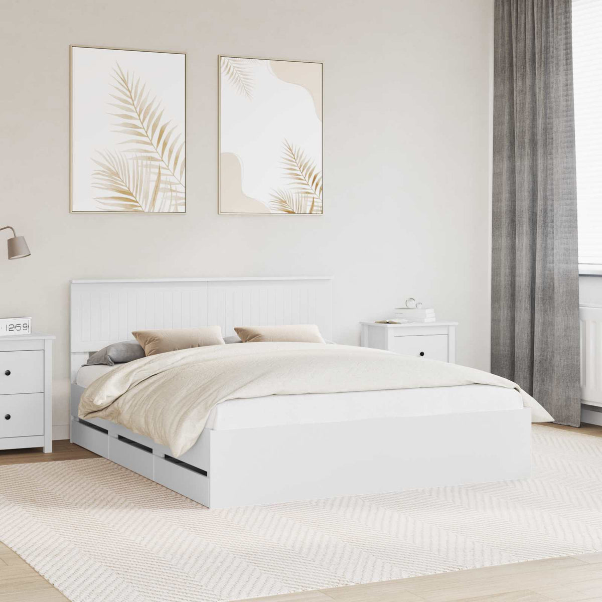 vidaXL Bedframe met lade met opslag Wit 200 x 200 cm Ingenieurshout