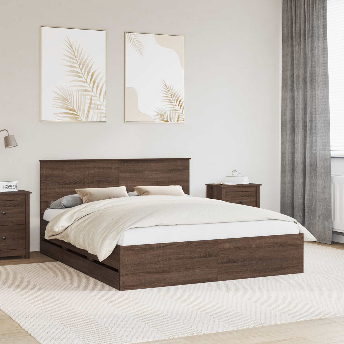 vidaXL Bedframe met lade met opslag Wit 200 x 200 cm Ingenieurshout