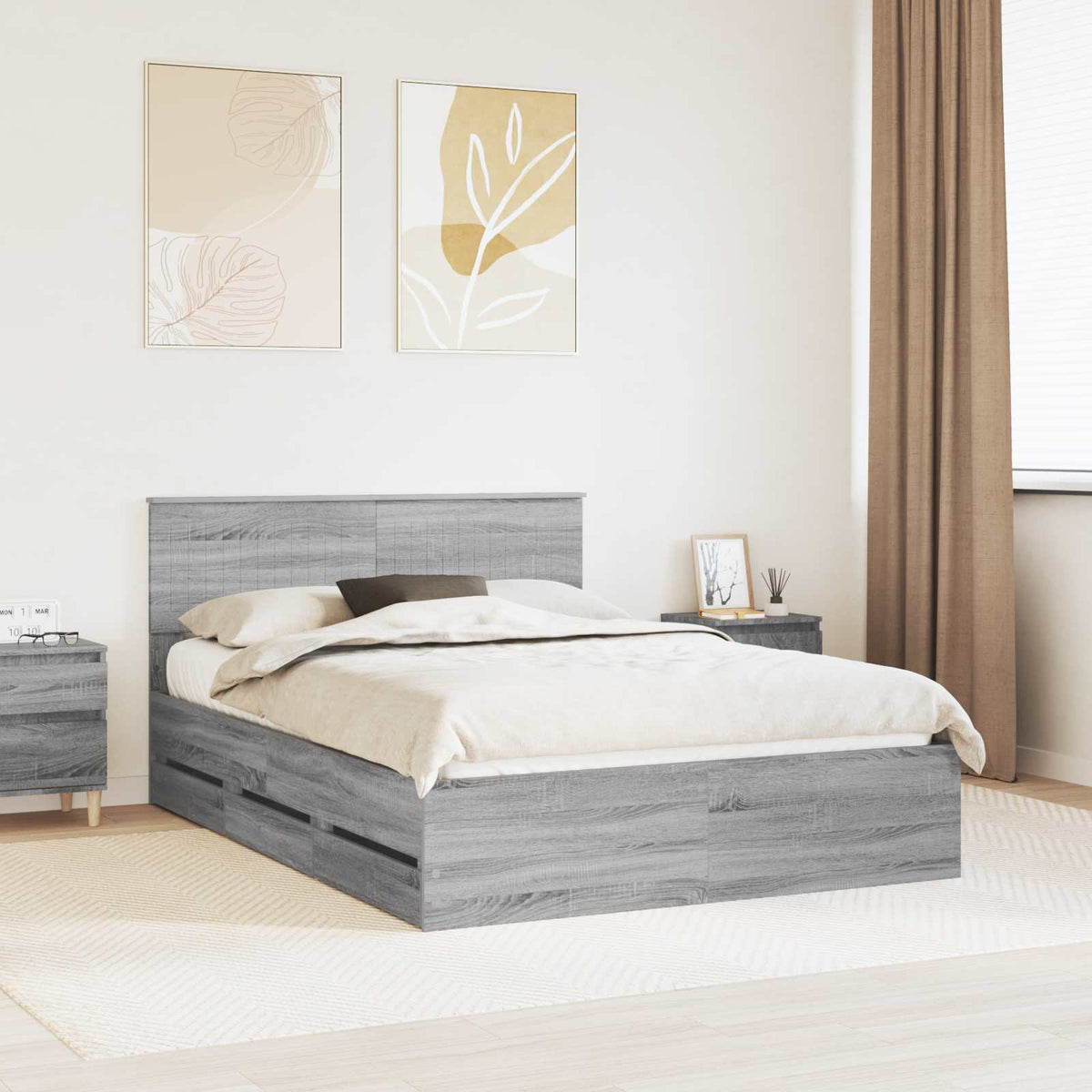 vidaXL Bedframe met lade met opslag Wit 200 x 200 cm Ingenieurshout