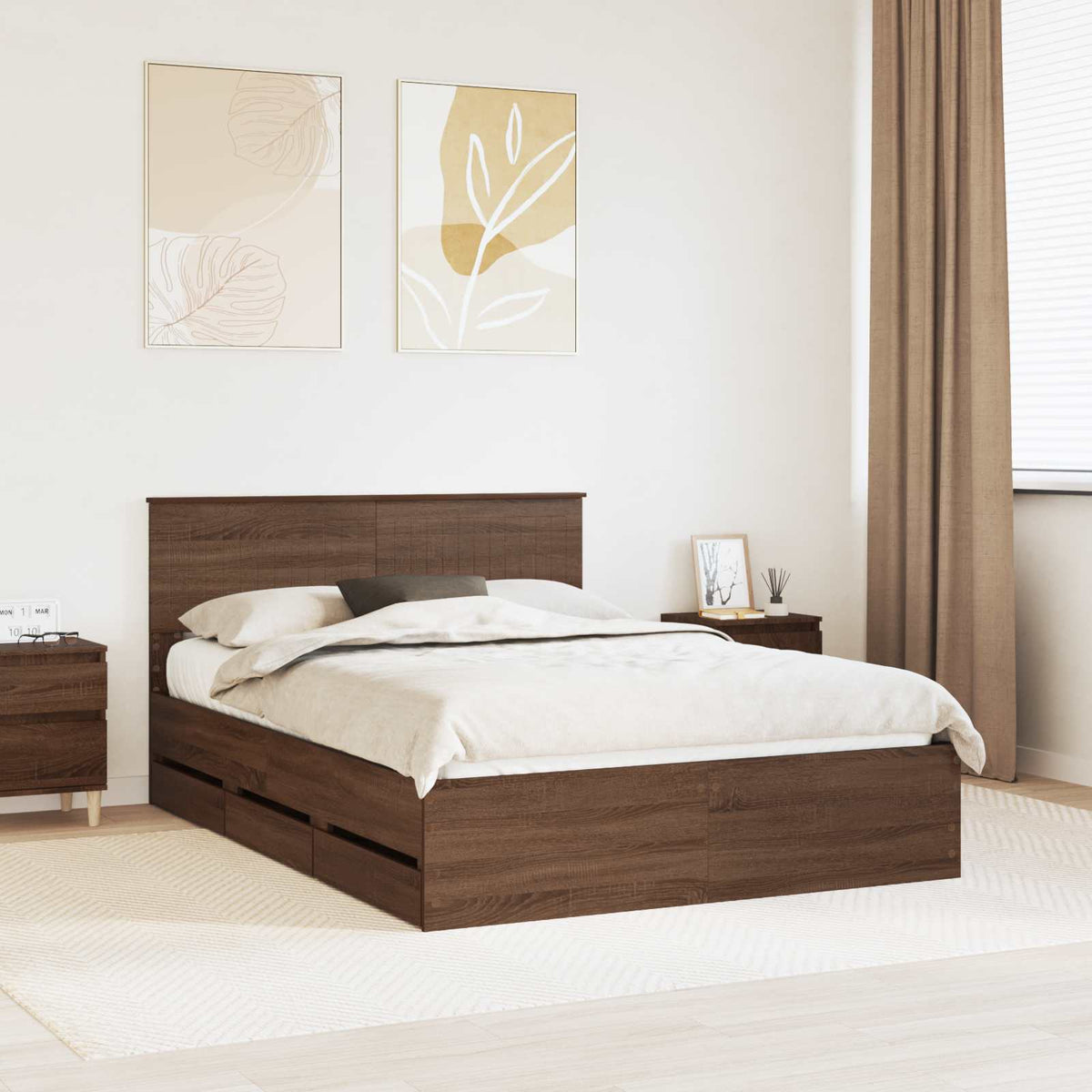 vidaXL Bedframe met lade met opslag Wit 200 x 200 cm Ingenieurshout
