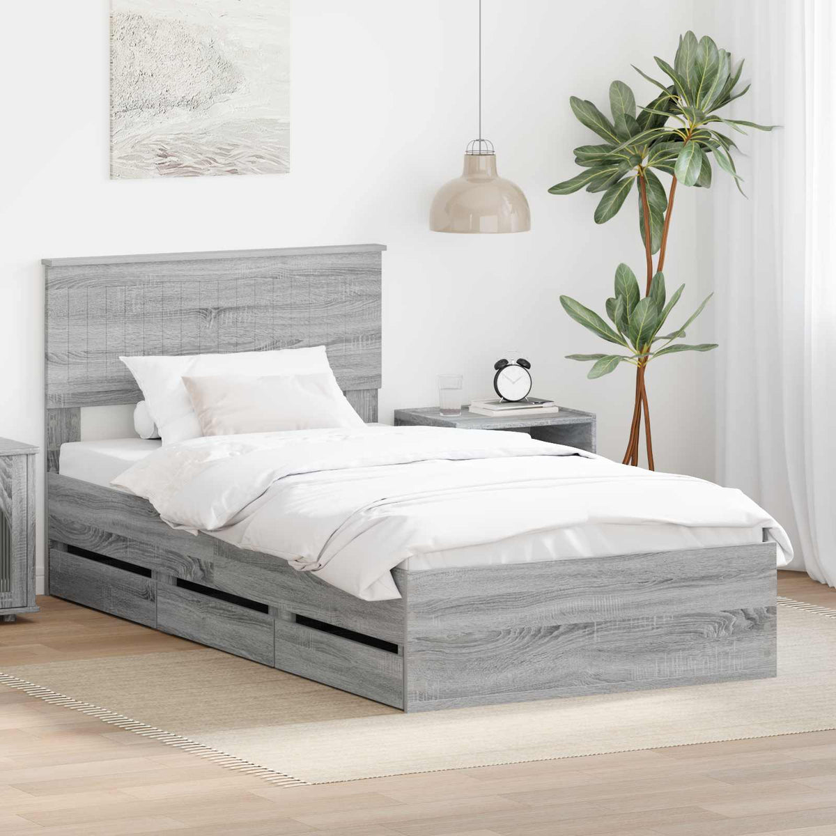 vidaXL Bedframe met lade met opslag Wit 200 x 200 cm Ingenieurshout