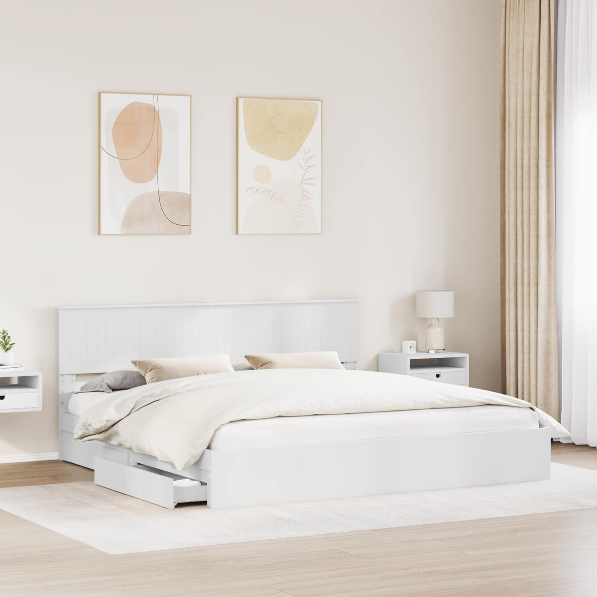 vidaXL Bedframe met lade met hoofdeinde Wit 200 x 200 cm Bewerkt hout