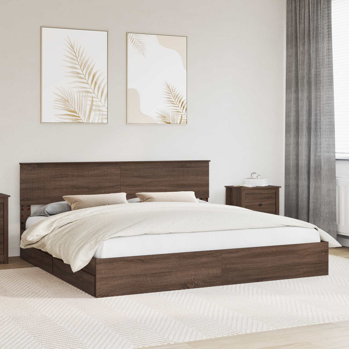 vidaXL Bedframe met lade met hoofdeinde Wit 200 x 200 cm Bewerkt hout