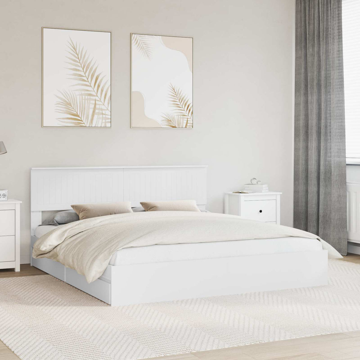 vidaXL Bedframe met lade met hoofdeinde Wit 200 x 200 cm Bewerkt hout