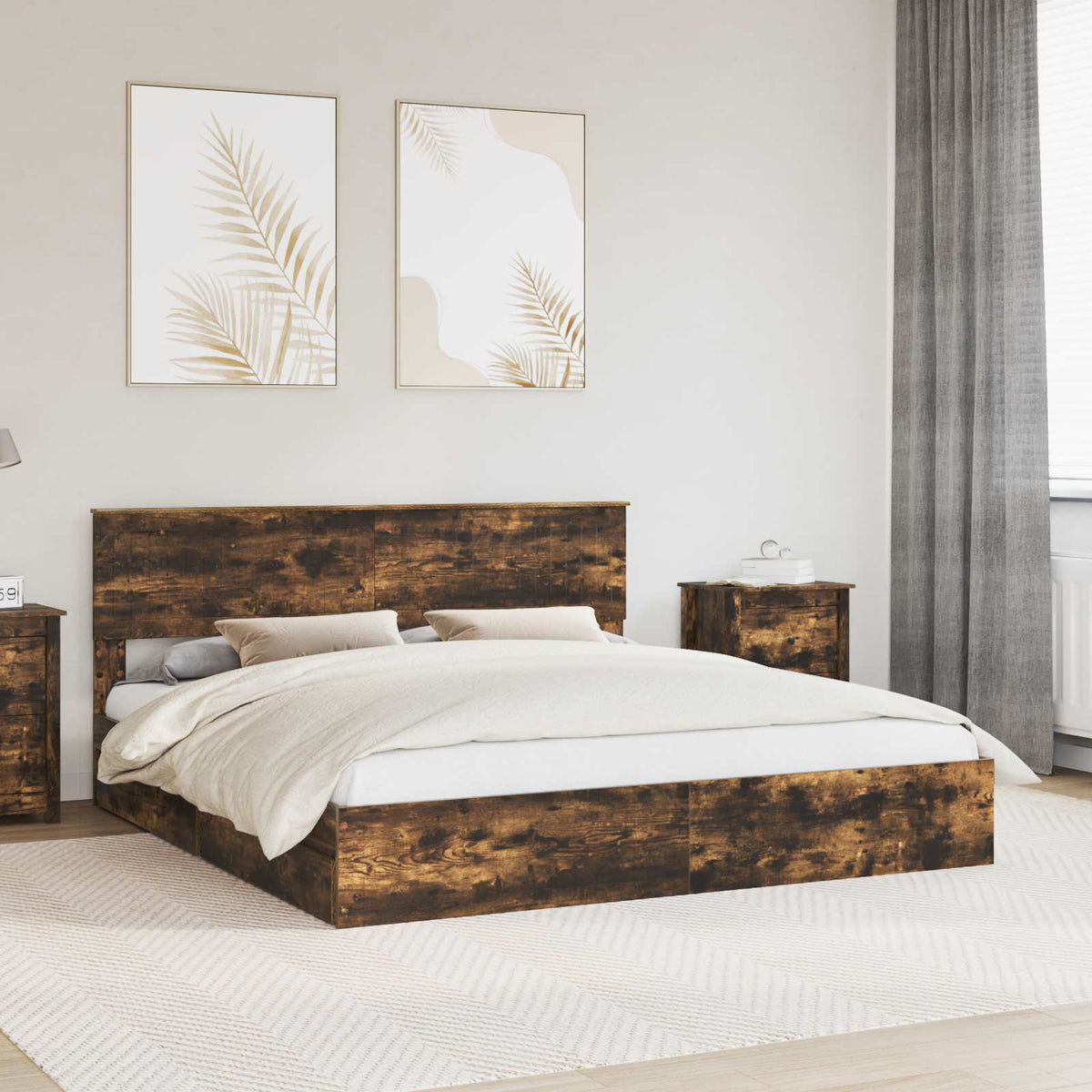 vidaXL Bedframe met lade met hoofdeinde Wit 200 x 200 cm Bewerkt hout