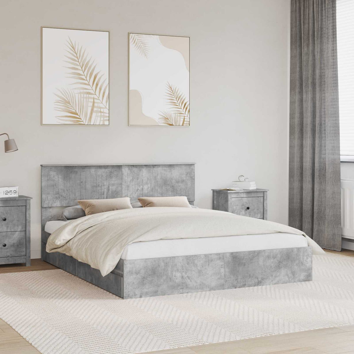 vidaXL Bedframe met lade met hoofdeinde Wit 200 x 200 cm Bewerkt hout