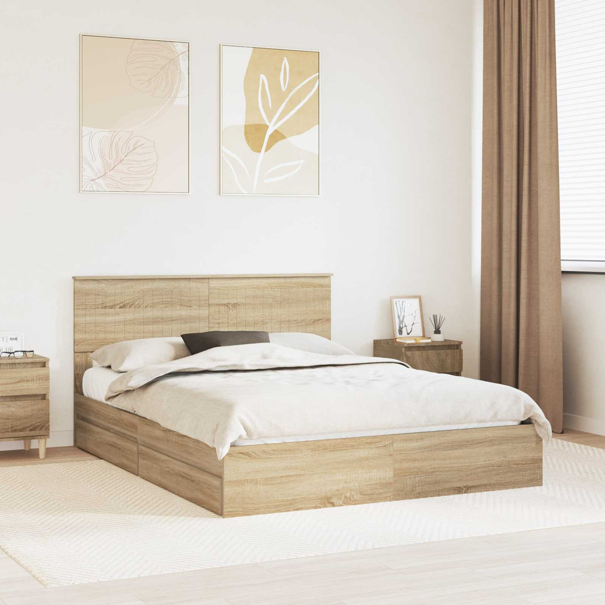 vidaXL Bedframe met lade met hoofdeinde Wit 200 x 200 cm Bewerkt hout