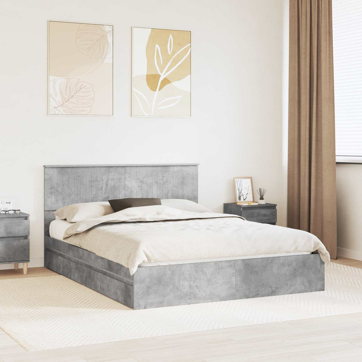 vidaXL Bedframe met lade met hoofdeinde Wit 200 x 200 cm Bewerkt hout