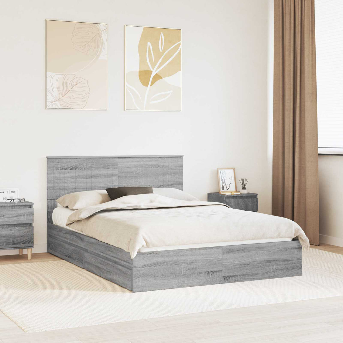 vidaXL Bedframe met lade met hoofdeinde Wit 200 x 200 cm Bewerkt hout