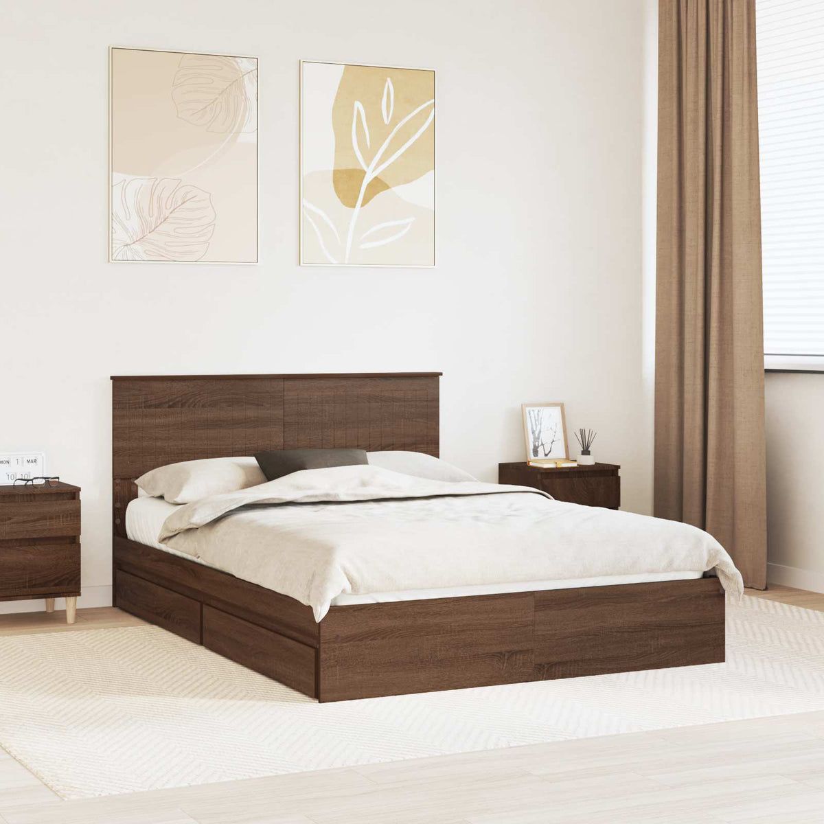 vidaXL Bedframe met lade met hoofdeinde Wit 200 x 200 cm Bewerkt hout