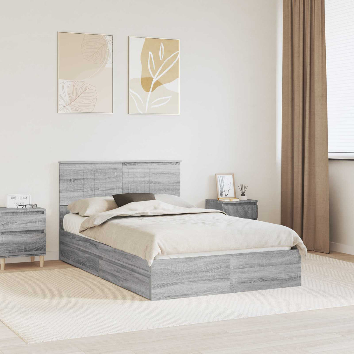 vidaXL Bedframe met lade met hoofdeinde Wit 200 x 200 cm Bewerkt hout