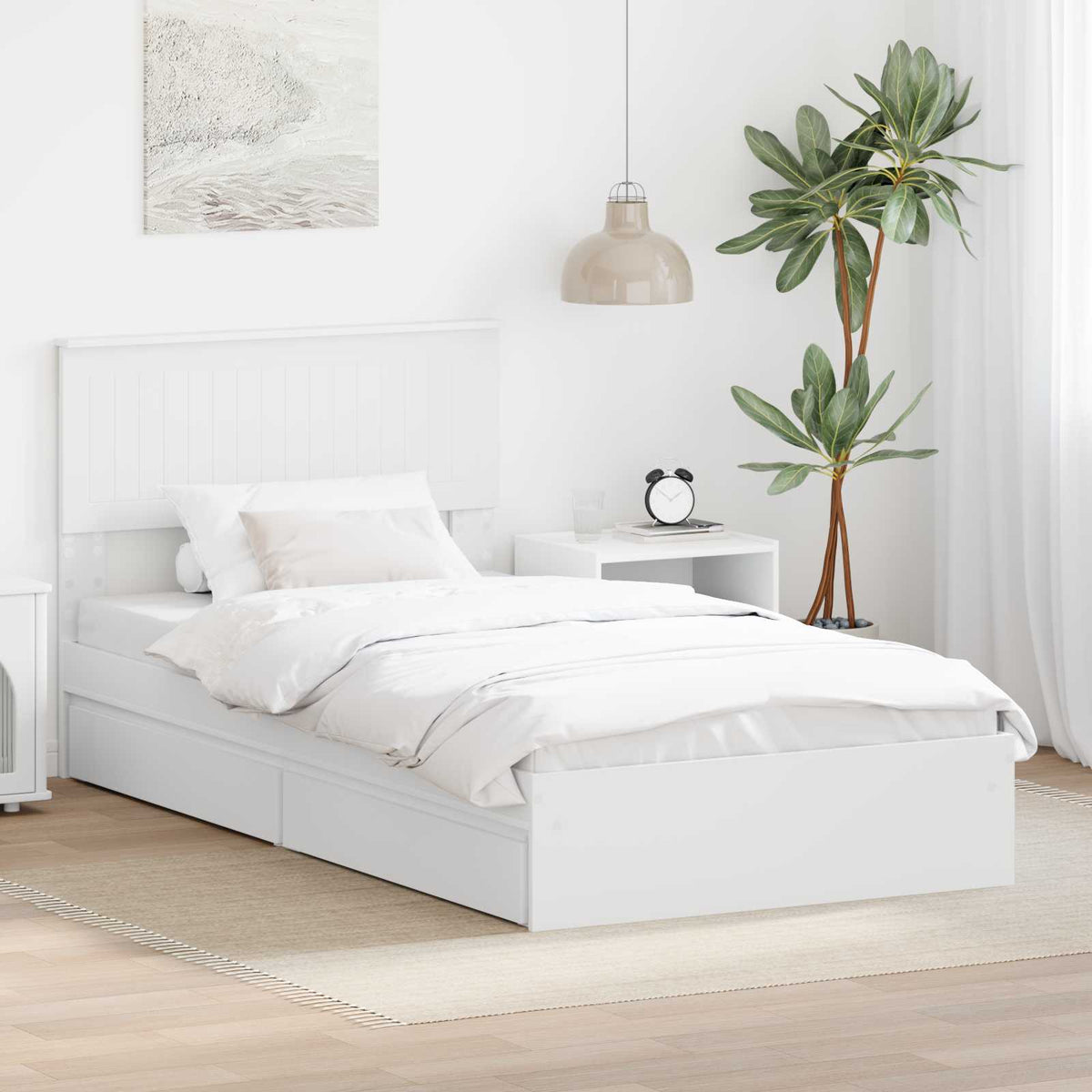 vidaXL Bedframe met lade met hoofdeinde Wit 200 x 200 cm Bewerkt hout