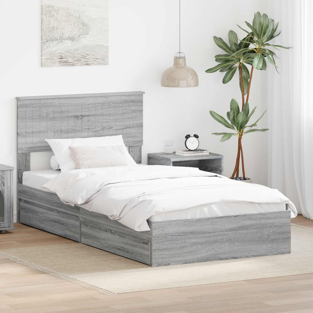 vidaXL Bedframe met lade met hoofdeinde Wit 200 x 200 cm Bewerkt hout