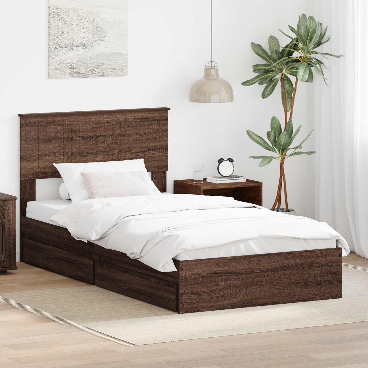 vidaXL Bedframe met lade met hoofdeinde Wit 200 x 200 cm Bewerkt hout