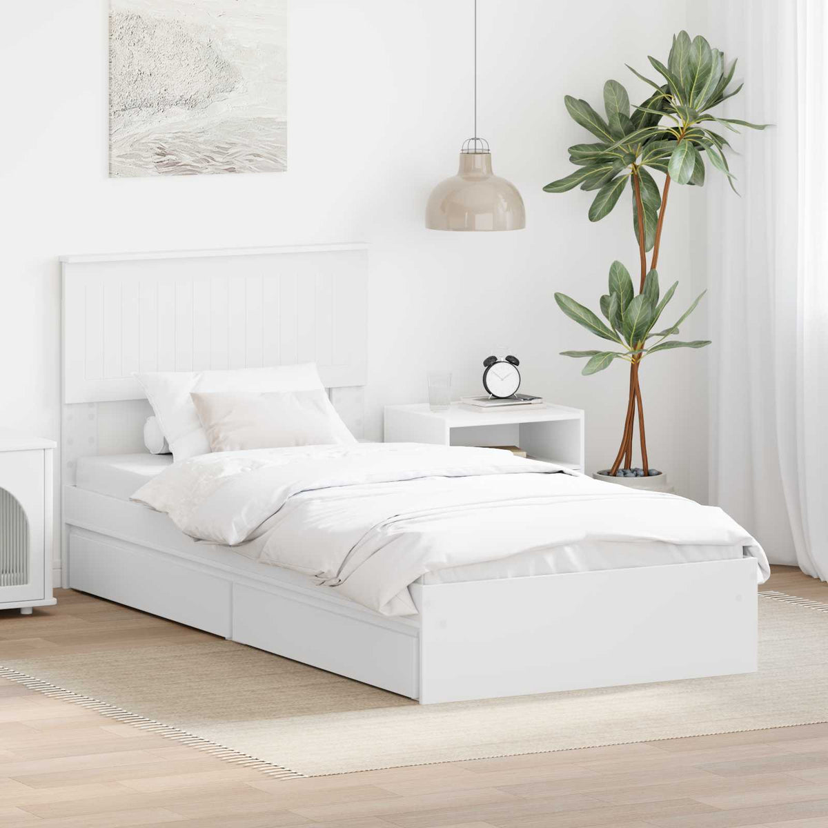 vidaXL Bedframe met lade met hoofdeinde Wit 200 x 200 cm Bewerkt hout