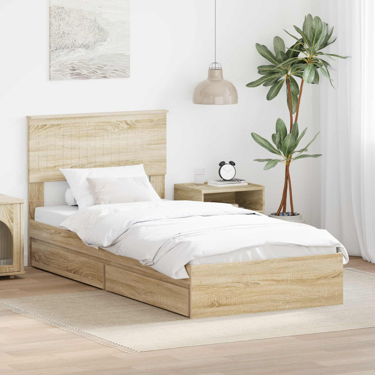 vidaXL Bedframe met lade met hoofdeinde Wit 200 x 200 cm Bewerkt hout